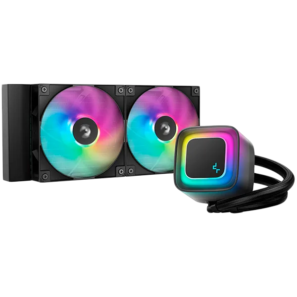 Охладител за процесор Охладител DeepCool LE240 V2 240mm CPU Liquid Cooler 2x120mm PWM ARGB Fans ARGB block Black LGA1851