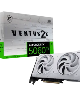 Видео карта MSI Video Card NVIDIA GeForce RTX 5060 Ti 8G VENTUS 2X OC WHITE PLUS 8GB GDDR7 128-bit 2617 MHz Boost 4608 C