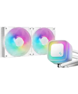 Охладител за процесор Охладител DeepCool LE240 WH V2 240mm CPU Liquid Cooler 2x120mm PWM ARGB Fans ARGB block White LGA1
