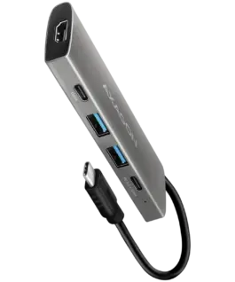 USB хъб AXAGON HMC-5G21 2x USB-A + 2x USB-C + HDMI 4K/30Hz USB-C 3.2 Gen 2 10Gbps hub PD 60W 13cm USB-C