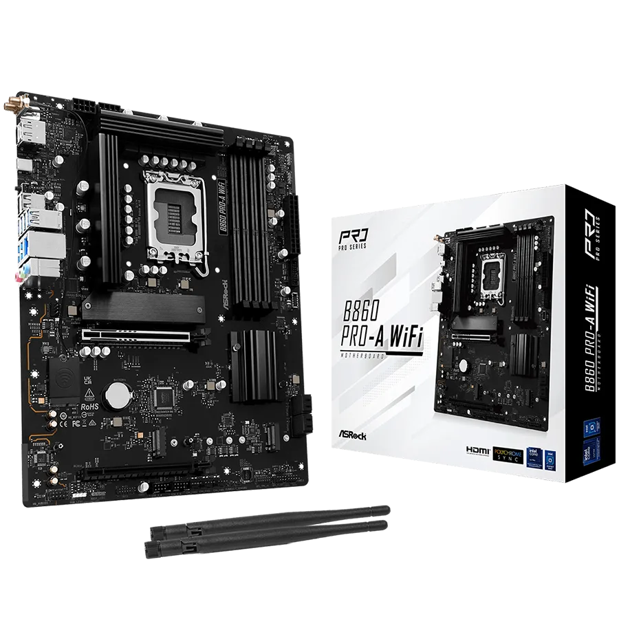 Дънна платка ASROCK B860 PRO-A WIFI Socket 1851 4x DDR5 WiFi Bluetooth ATX