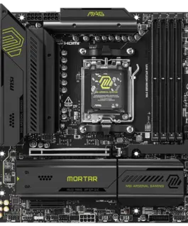 Alternative view of Дънна платка MSI B850M MORTAR WIFI, mATX, Socket AM5, 4x DDR5 Dual Channel DDR5 up to 8200(OC)MHz, 1x PCIe x16 slot, 3x M.2 slot, 4x USB 5Gbps, 1x USB 10Gbps Type-C, 1x USB 20Gbps Type-C, HDMI, DP, 7.1 HD Audio, 5G LAN, WiFI 7, BT, 3Y