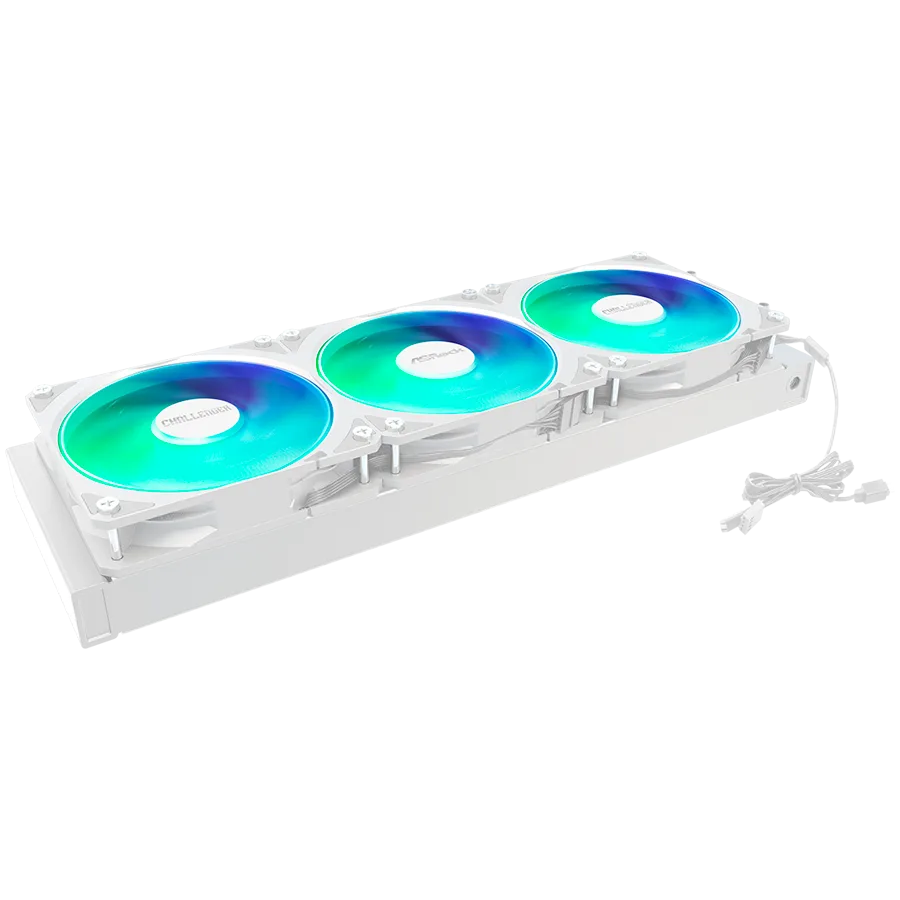 Охладител за процесор Охладител Asrock Challenger White 360 Digital, AiO liquid cooler, ARGB, Digital display, 360 mm radiator, AM5, AM4, LGA1851, LGA1700, 90-ACLA36-WAAGA6, White, 6Y - Image 65