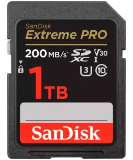 Карта памет SANDISK Extreme PRO 1TB SDXC Memory Card + 2 years RescuePRO Deluxe up to 200MB/s & 140MB/s Read/Write speed