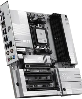 Alternative view of Дънна платка MSI PRO B850M-A WIFI PZ, mATX, Socket AM5, 4x DDR5 Dual Channel DDR5 up to 8200(OC)MHz, 4x PCIe x16 slot, 2x M.2 slot, 3x USB 5Gbps, 3x USB 10Gbps, 1x USB 10Gbps Type-C, 7.1 HD Audio, 5G LAN, WiFI 7, BT, 3Y