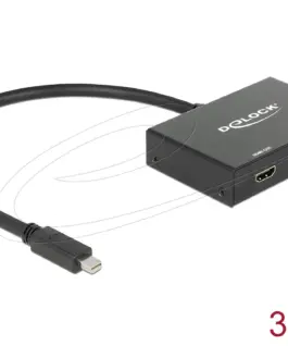 Delock Сплитер Display port 1.2 от mini Dsplay Port мъжко към 2 x HDMI 4K