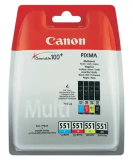 КОМПЛЕКТ 4 ГЛАВИ ЗА CANON PIXMA IP7250/PIXMA MG5450/MG6350 - Multi pack - 4 ink tanks - /551/ - CLI-551BK (CLI551BK)/CLI