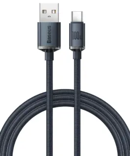 Кабел Baseus CAJY000401 Crystal Shine USB Type A към USB Type C 100W 12м черен