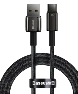 Кабел Baseus Tungsten Gold 100W USB-A към USB-C 2м CAWJ000101 - черен