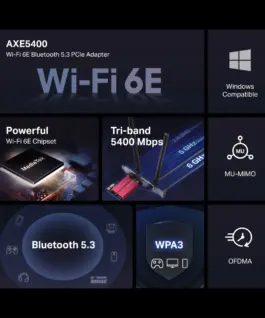 Безжичен Wi-Fi 6E Bluetooth 5.3 PCIe Адаптер Mercusys MA86XE