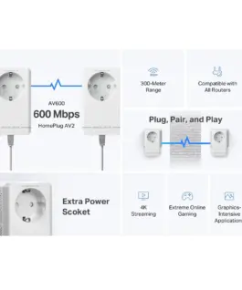 Стартов комплект Passthrough Powerline адаптери Mercusys MP300P KIT