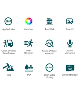 Alternative view of 5MP пълноцветна куполна мрежова камера TP-Link VIGI C250(2.8mm)