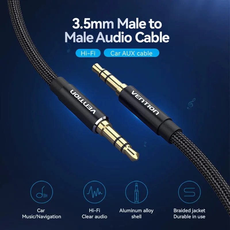 Vention Аудио Кабел 3.5mm Audio Cable M/M Cotton Braided 0.5m - BAWBD - Image 38