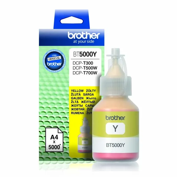 БУТИЛКА МАСТИЛО ЗА BROTHER DCP T300/T500W/T700W - Ink Bottle - Yellow - PN BT5000Y