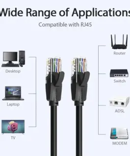 Vention Кабел LAN UTP Cat.6 Patch Cable – 0.5M Black – IBEBD
