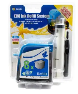 РЕФИЛ (ECO REFILL KIT) ЗА ГЛАВИ ЗА CANON PIXMA IP1800/IP1900/IP2600/MP190/MP198/MP210/MP220/MP1180/MP1880/MX300 - CL-41