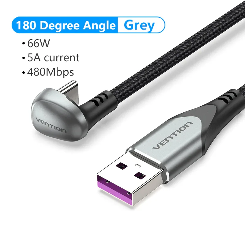 Vention Кабел USB 3.1 Type-C / USB 2.0 AM - 1M Black U-Shaped, Aluminum Alloy 5A - COHHF - Image 54