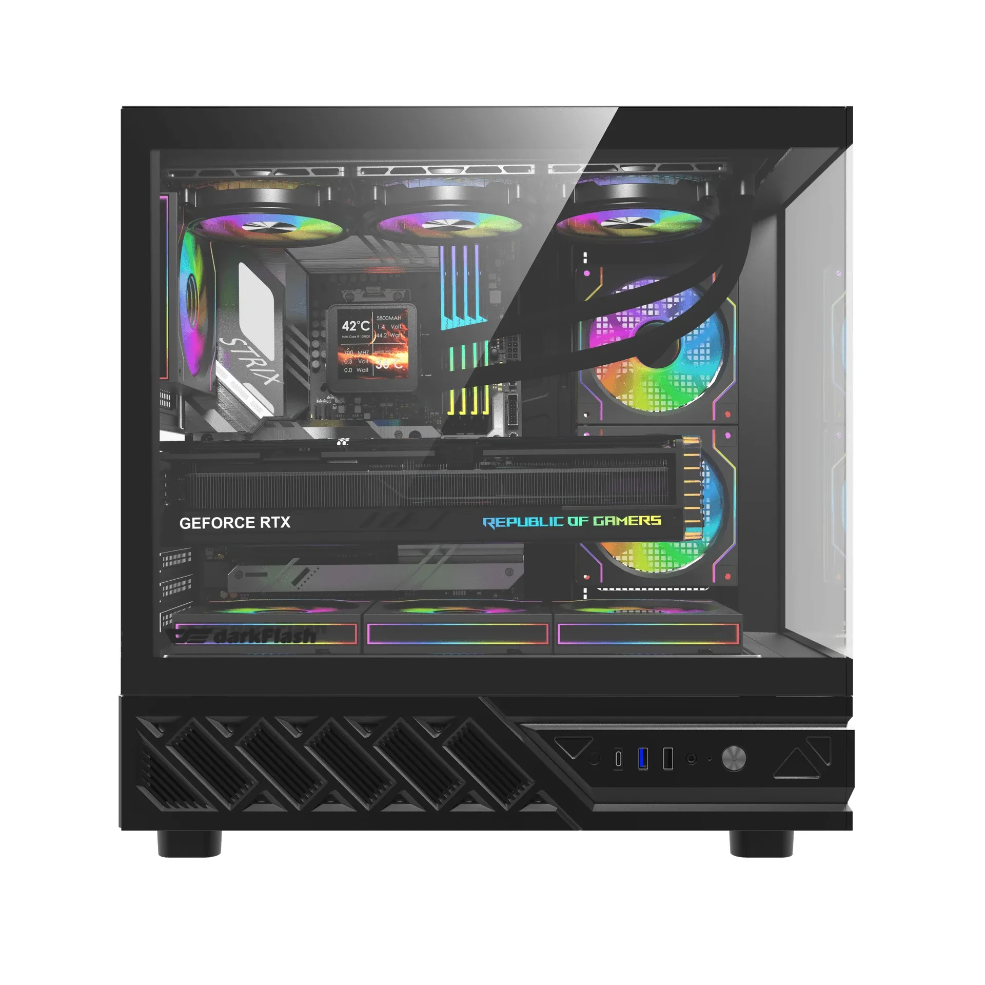 Darkflash кутия Case ATX - DS950 Black - 6 x 120 mm Infinity Mirror A-RGB - Image 18
