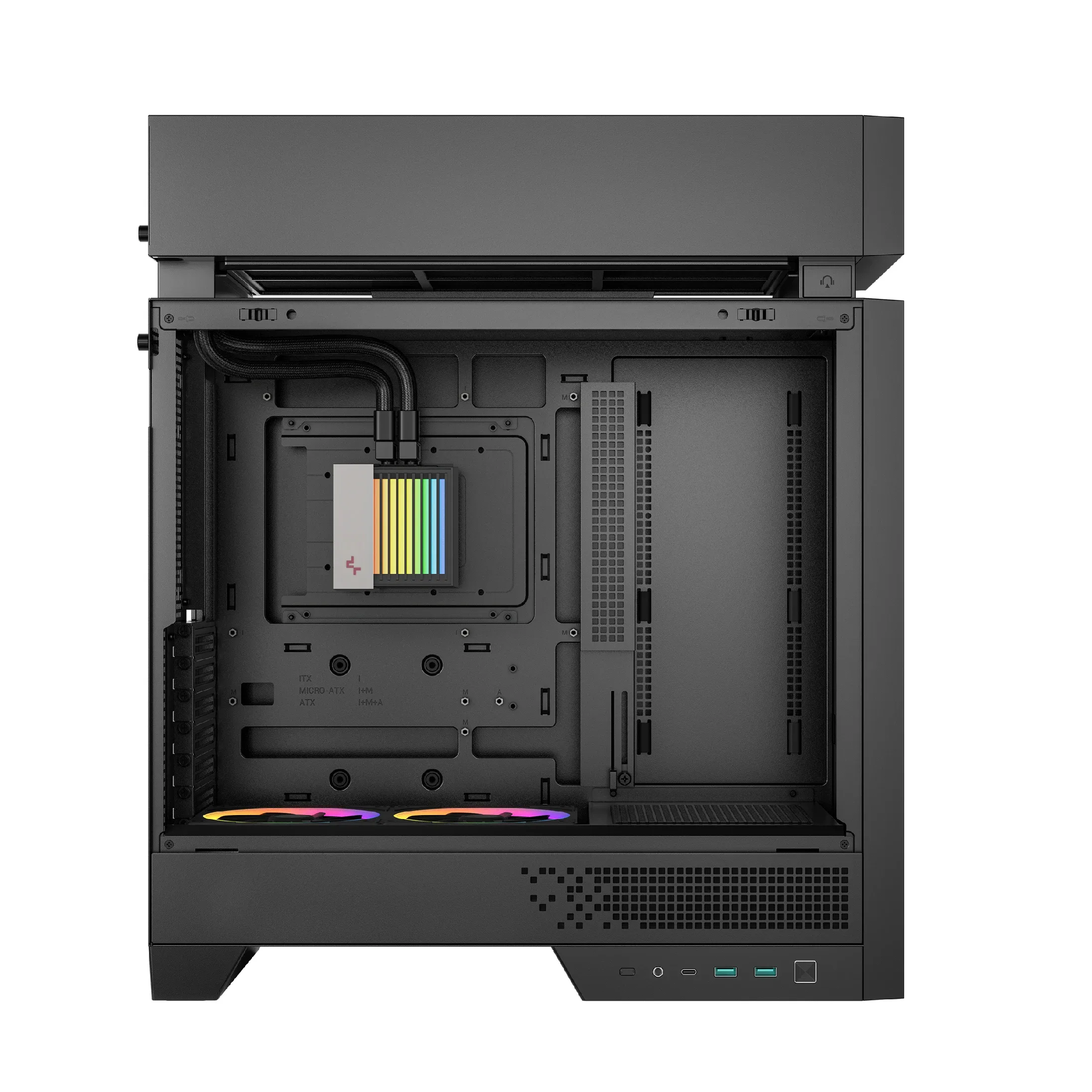 DeepCool кутия Case ATX - CL6600 - Modular Split-Chamber, 360 mm AIO Pre-Installed, 2 ARGB fans - Image 4