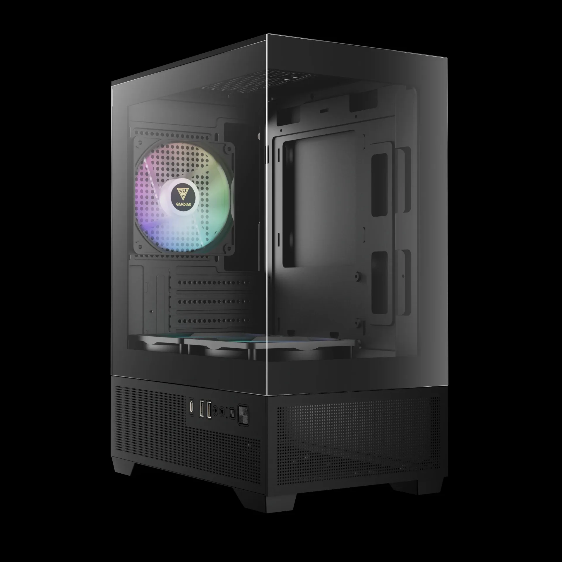 Gamdias кутия Case mATX - AURA GC9M Elite - 3 x 120 mm A-RGB, USB-C, Tempered Glass - Image 2