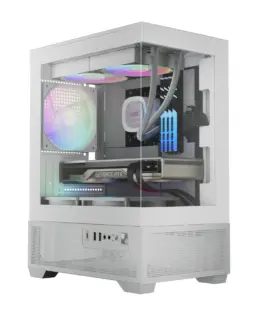 Gamdias кутия Case mATX - AURA GC9M Elite White - 3 x 120 mm A-RGB USB-C Tempered Glass