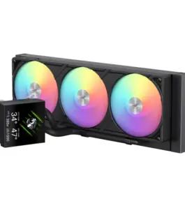 Gamemax водно охлаждане Water Cooling GLACIER 360 LCD BK - Addressable RGB