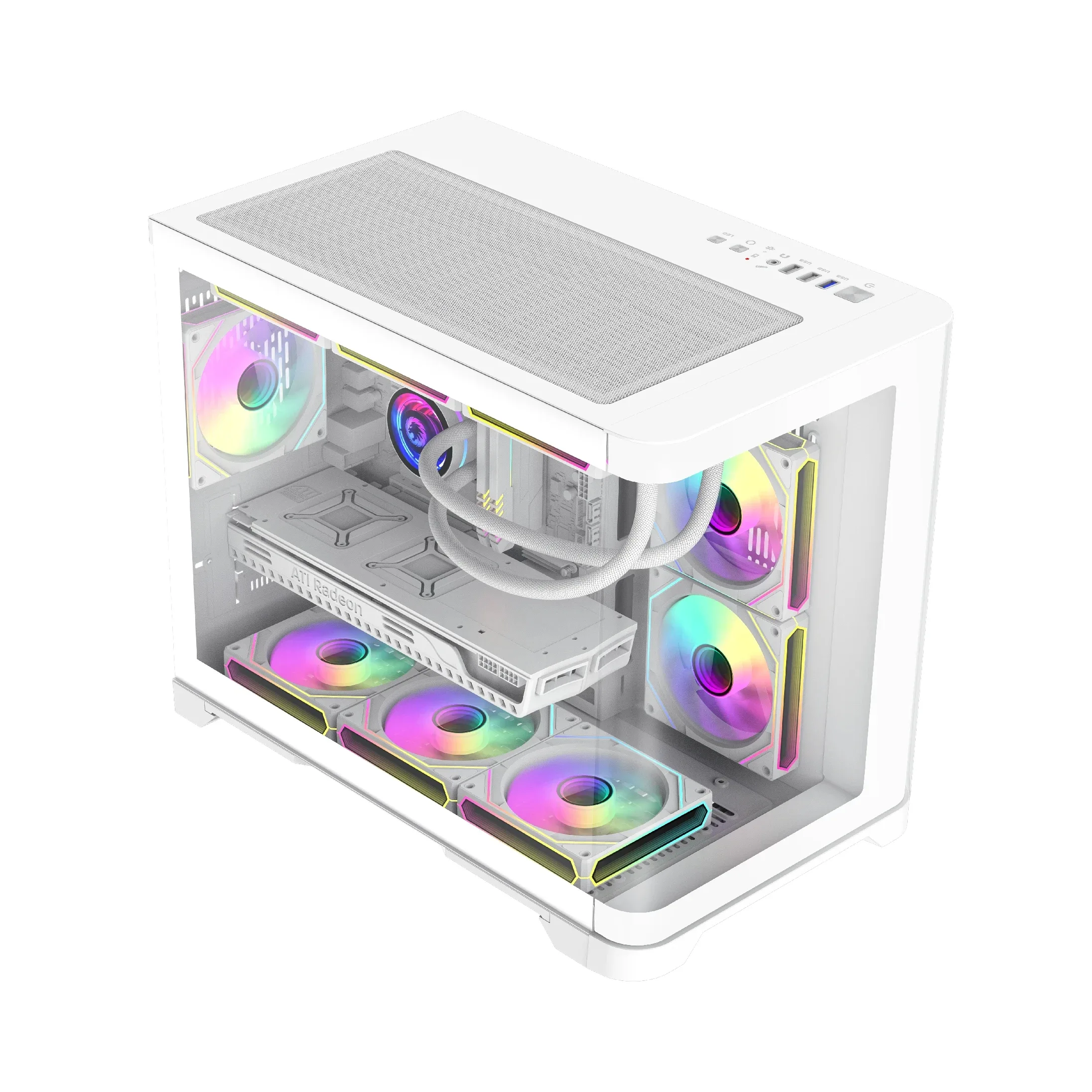 Gamemax кутия Case mATX - HYPE-M White - 3 x 120 mm Addressable RGB fans - Image 69