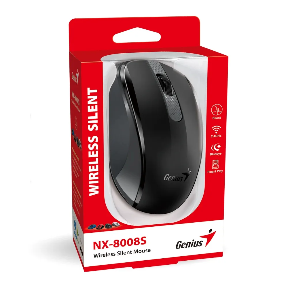 Genius безжина безшумна мишка Wireless Silent Mouse - NX-8008S Black - Silent, 2.4GHz - Image 60