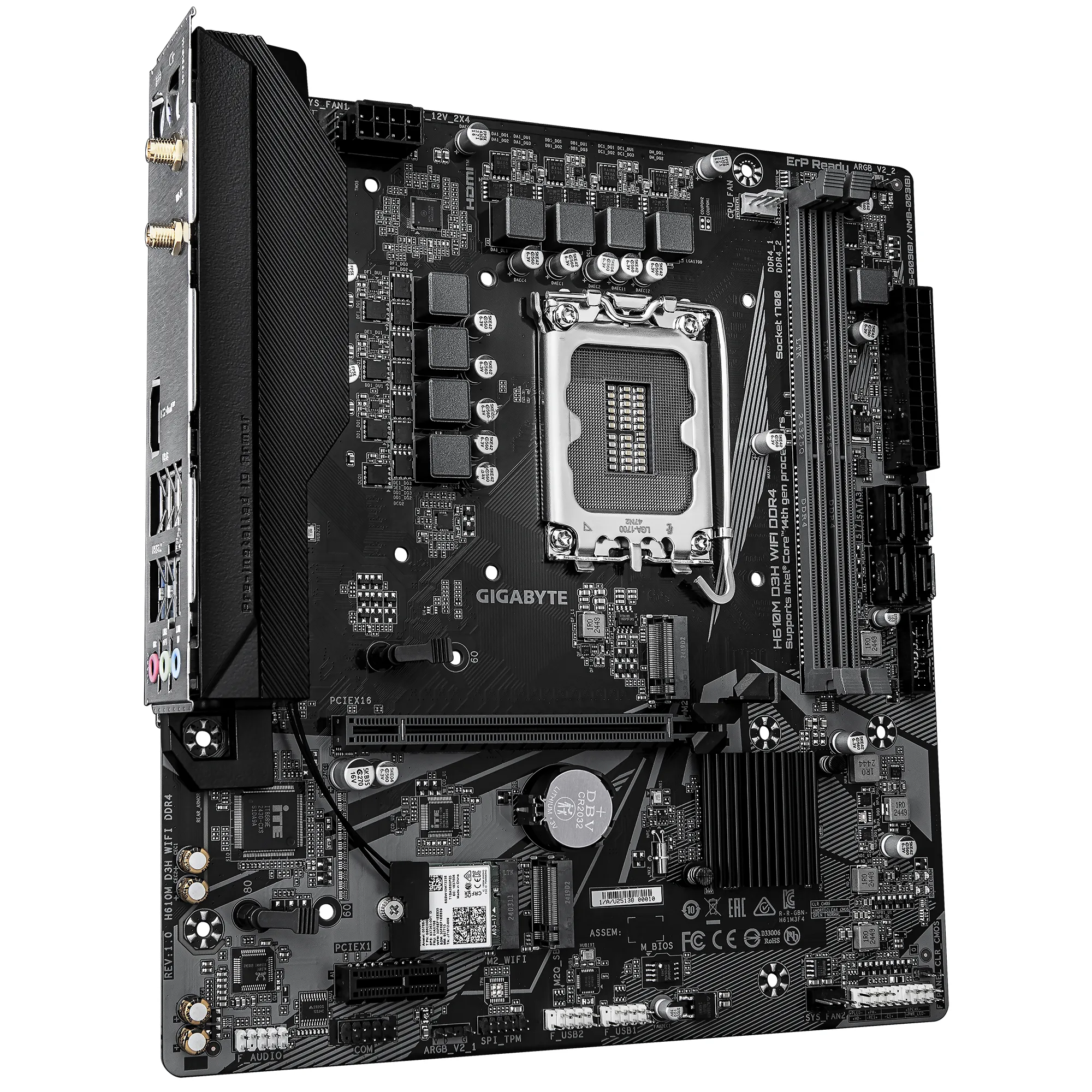 Дънна платка GIGABYTE H610M D3H WIFI DDR4, socket 1700, Micro ATX - Image 2