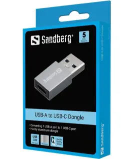 АДАПТЕР SANDBERG USB-A to USB-C – Grey – PN 136-46