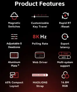 Madlions професионална геймърска механична клавиатура Professional Gaming Mechanical Keyboard MAD 60 HE Flagship V2 – 8K