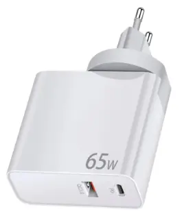 Alternative view of Makki Универсално зарядно за стена Charger Wall GaN - USB Type-C/A 65W White - MAKKI-GN65W1A1C