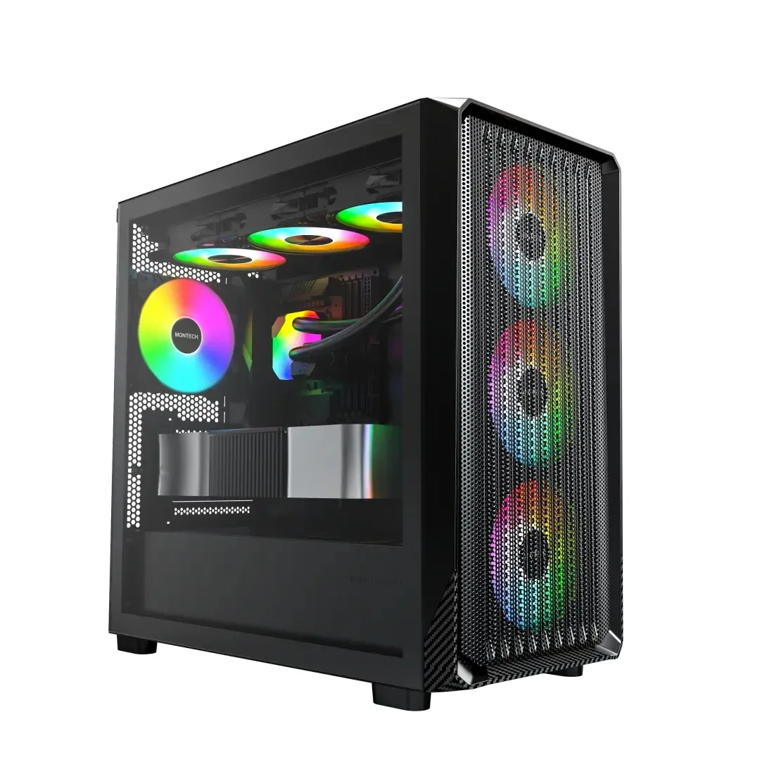 Montech кутия Case mATX - X5M (B) - 4 x 120 mm A-RGB, USB-C - Image 47