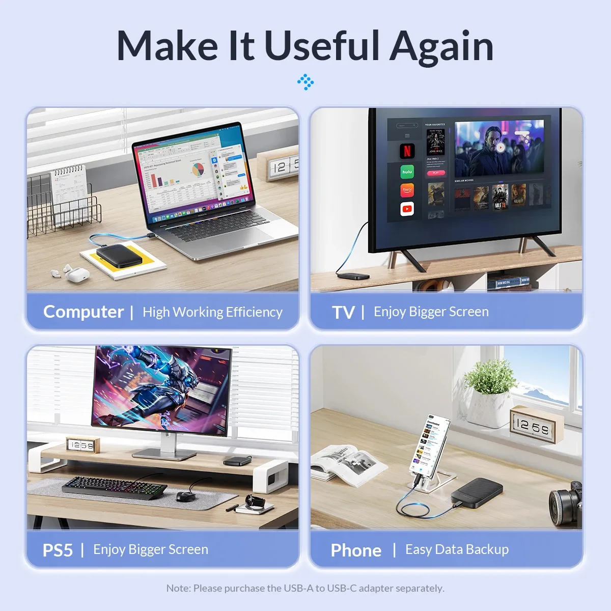 Orico кутия за диск Storage - Case - 2.5 inch USB-C - 2020C3-V1-BK - Image 49