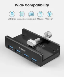 Orico хъб USB 3.0 HUB Clip Type 4 port – aux Micro-USB power input