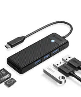 Orico хъб USB3.1 HUB Type-C - 3 x USB3.0 SD TF - PAPW3AT-C3-015-BK