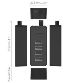 Orico хъб USB2.0 HUB 4 port – USB/Micro USB input