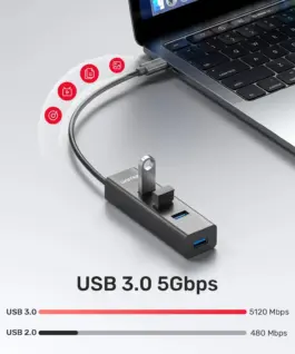 Unitek хъб HUB USB-C 4 port – 4 x USB3.0 Black – Y-3089Z01