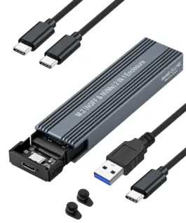 VCom външна кутия за диск Storage Case – M.2 NVMe/SATA/NGFF M/B key – 10Gbps USB3.1 Type-C/A –