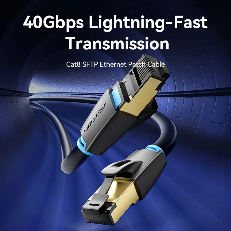 Vention Кабел LAN SFTP Cat.8 Patch Cable - 5.0M Black 40Gbps - IKABJ - Image 2