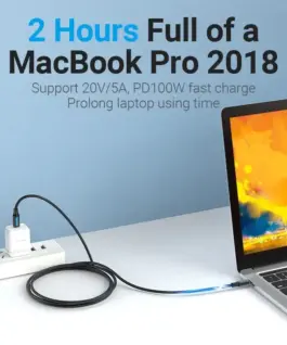 Vention Кабел USB 2.0 Type-C to Type-C – 1M Black 5A Fast Charge –