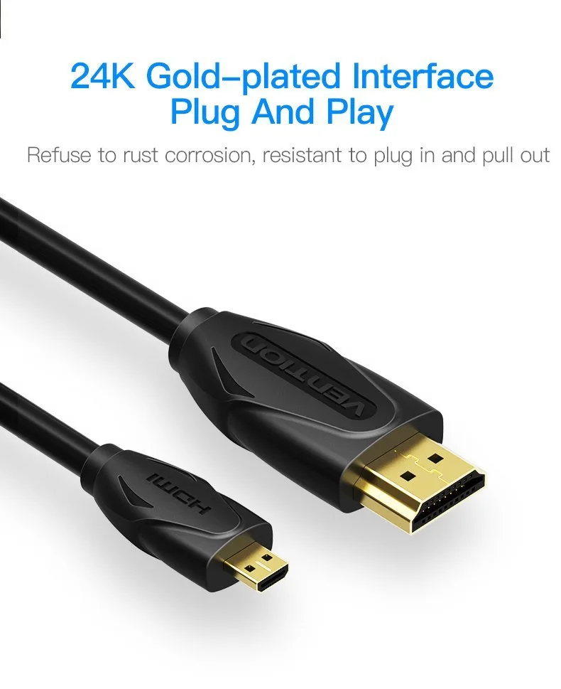 Vention Кабел Micro HDMI2.0 Cable 1.5M Black - VAA-D03-B150 - Image 34