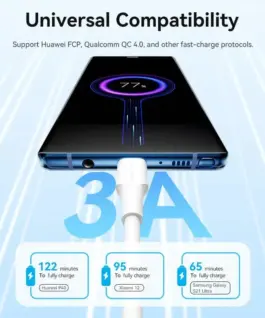 Vention Кабел USB 2.0 Type-C to Type-C – 1M White 3A Fast Charge –