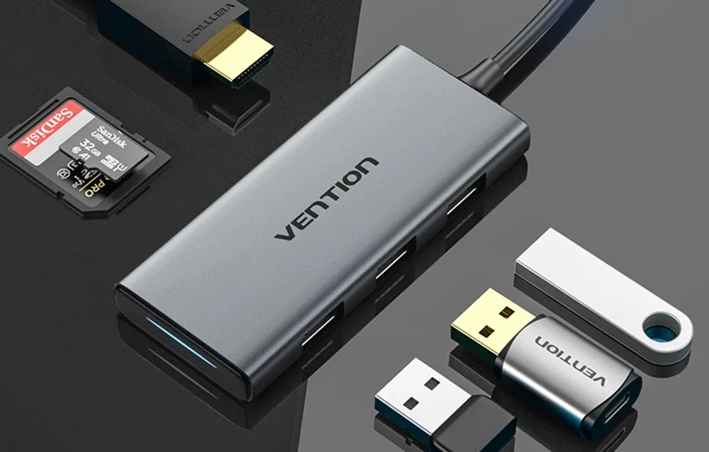 Vention докинг станция Docking Station Type-C - TOOHB - HDMI x 1, USB3.0 x 3, SD/TF - Image 39