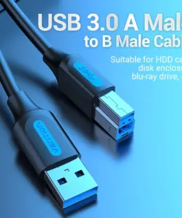 Alternative view of Vention Кабел USB 3.0 AM / BM - 1.5M Black - COOBG