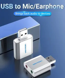 Alternative view of Vention външна звукова карта USB Sound card - Headphones, Mic, Silver - VAB-S13