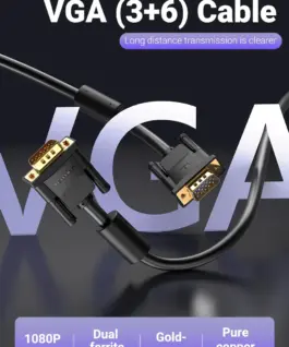 Vention Кабел за монитор Cable VGA HD15 M / M 1.5m Gold Plated