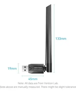 Alternative view of Vention безжичен адаптер WiFi USB adapter Dual Band, 650Mbps, Black - KDTB0