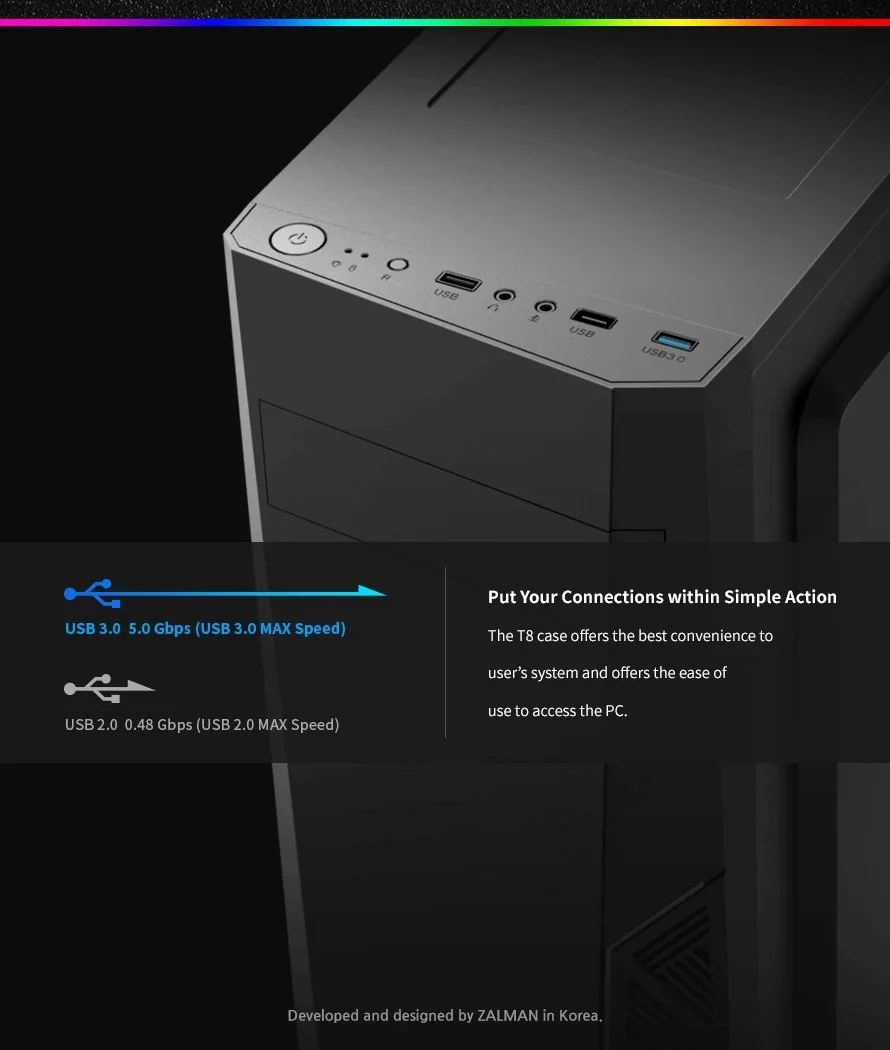 Zalman кутия за компютър Case ATX - T8 - RGB - Image 10