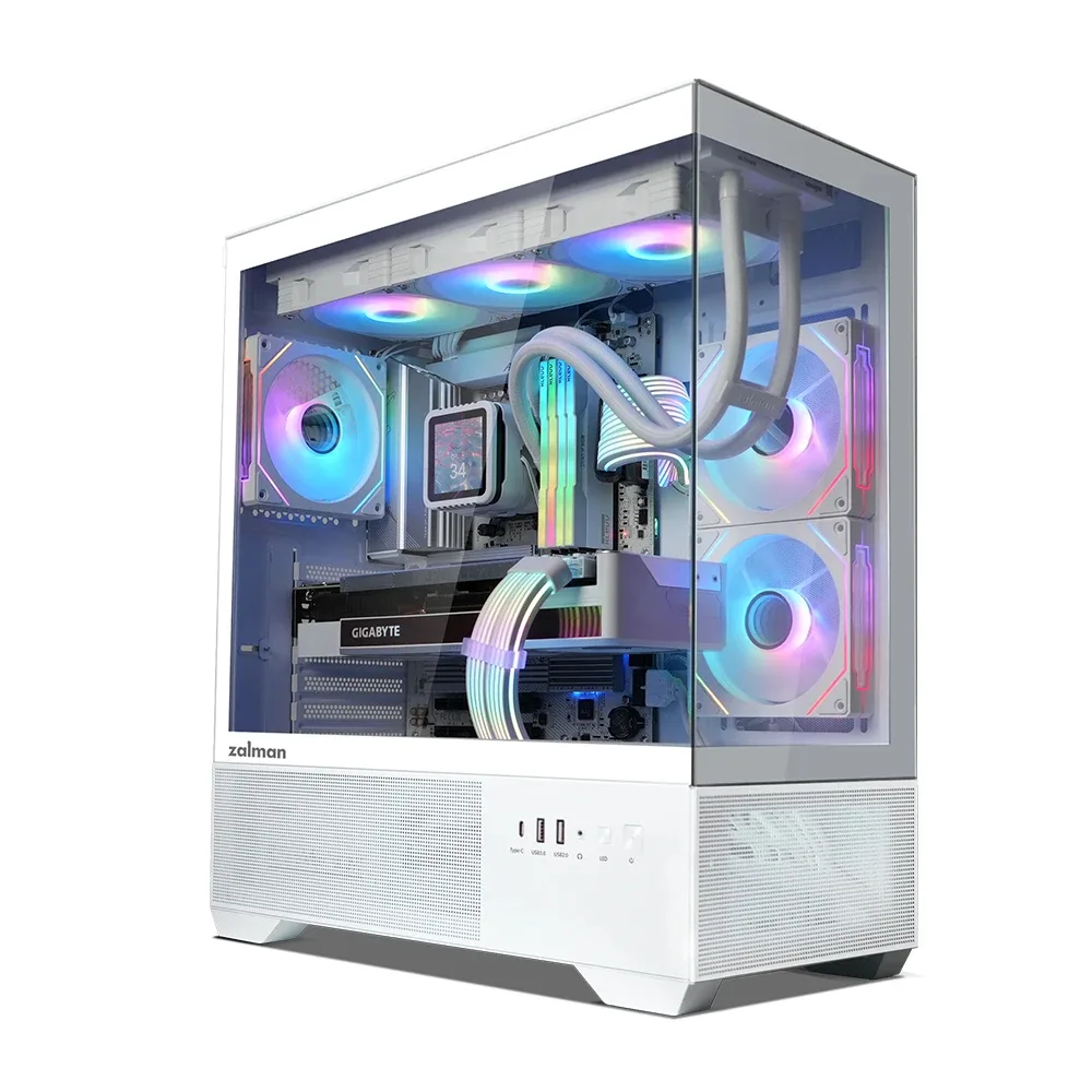 Zalman кутия Case ATX - Chronix WHITE V2 - 3 x 120 mm A-RGB, USB-C, Tempered Glass - Image 17